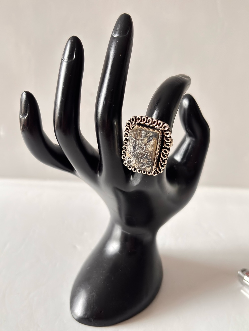 Handmade natural rough Labradorite ring